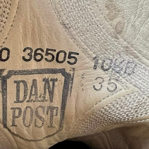 Vintage Men’s Dan Post Narrow Embossed Brown Leather Cowboy Boot Size US 10.5 B main image 4
